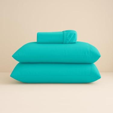 Imagem de Jogo de lençol 400 fios com fronha liso toque macio com elástico diversos tamanhos solteiro, casal, queen, king size (Tifany, Casal)