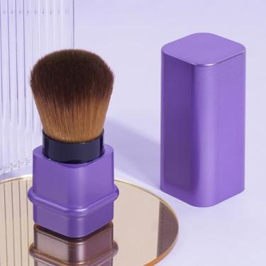 Imagem de 1 pincel de blush retrátil para aplicar e misturar cor no rosto (roxo)