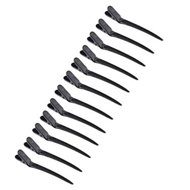 Imagem de barenx 12 peças de grampos de corte de cabelo bico de pato grampo de cabeleireiro de salão - 8,5 cm, preto