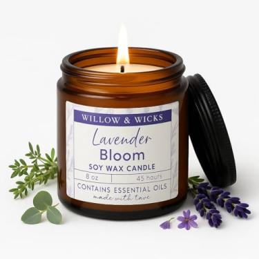 Imagem de Vela de flor de lavanda – Vela calmante de soja de 227 g | Lavanda floral, orquídea de baunilha e ilange-ilangue | Infundido com óleo essencial | Queima de 45 horas | Aromaterapia Willow & Wicks