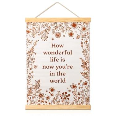 Imagem de Veswocp Pôster em tela Boho How Wonderful Life Is Now - Arte de parede motivacional para berçário, quarto infantil, sala de jogos, casa e escritório, 30,5 x 40,6 cm
