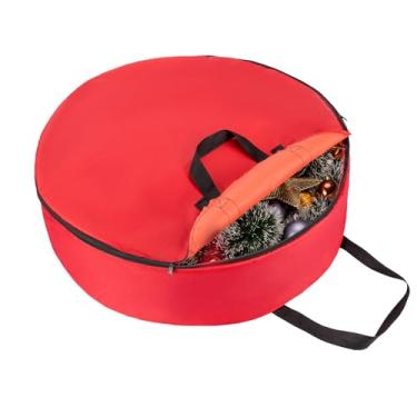 Imagem de Sacos de armazenamento de Natal vermelhos jumbo com zíper – Sacos grandes redondos de presente de Natal para decorações festivas, enfeites de Natal, cobertores, saias de árvores e armazenamento de