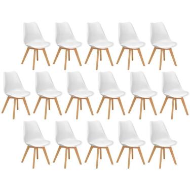 Imagem de Conjunto 16 Cadeiras De Jantar Eames Wood Leda Design Estofada - Branco