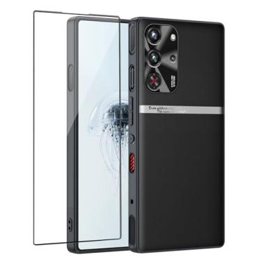 Imagem de QUIETIP Capa compatível com Red Magic 10 Pro e 10S Pro com protetor de tela, capa rígida protetora de lente fina à prova de choque, preta