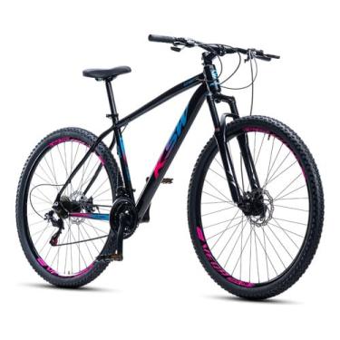 Imagem de KSW Bicicleta Aro 29 XLT 100 21 V Shimano Quadro Alumínio Freio a Disco (Preto/Rosa/Azul, 21")