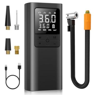 Imagem de Compressor de ar portátil para inflador de pneu - bomba de ar sem fio de 150PSI e 10000mAh com medidor digital de pressão de pneu, visor LCD duplo preciso e luz LED, para carro/motocicleta/e-bicicleta