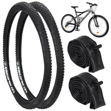 Imagem de Conjunto de pneus e tubos de montanha de 26 x 1,95, válvula Av de 32 mm, substituição à prova de perfuração