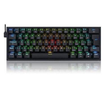 Imagem de Teclado Mecânico Gamer Redragon Fizz Pro, Wireless, RGB, Switch Blue, ABNT2, Black - Preto - Unisse-Unissex