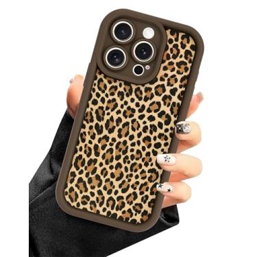 Imagem de Aitipy Capa de telefone Cheetah para iPhone 15 Pro Max, linda e estética com estampa de leopardo, capa protetora fina de silicone macio à prova de choque para mulheres e meninas - marrom
