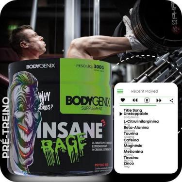 Imagem de Insane Rage - Pré Treino - Psycho Red - 300g - BodyGenix-Unissex