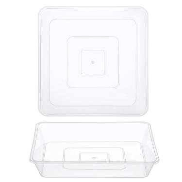 Imagem de GREANER Pires de plástico para plantas de 20 cm, bandeja de seixos transparente para umidade de plantas, bandejas de gotejamento de plantas de flores para plantas internas e externas (2 peças)