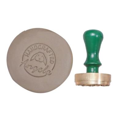 Imagem de Carimbo de argila de latão personalizado com alça para cerâmica, sabonete, artistas de cera, assinatura de amantes de artesanato (5 cm)