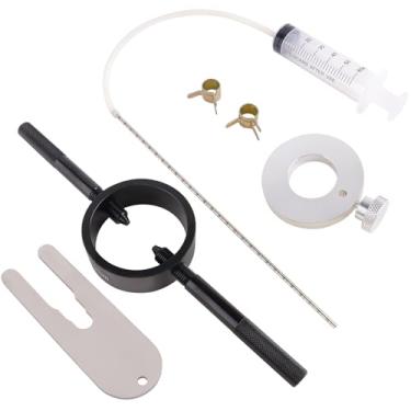 Imagem de Kit de ferramentas de serviço de garfo de motocicleta, 3 ferramentas para troca e reconstrução de óleo do garfo, inclui compressor de mola de garfo, sangrador de haste de amortecimento, medidor de