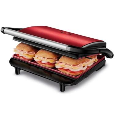 Imagem de Sanduicheira Eletrica，Sanduicheira e Grill Press Grill Ceramic 2 em 1000w Red(110V)