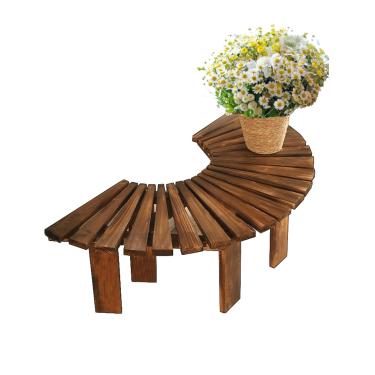 Imagem de Banco de jardim semicircular de madeira, envoltório de banco de árvore, banco ao ar livre, banco de pátio para parque, quintal, pátio, deck gramado (cor carbono)