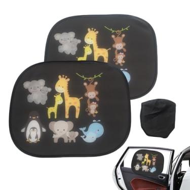 Imagem de Protetor solar para janela de carro de bebê | Guarda-sol automotivo de desenho animado | Protetor solar interativo para janela de carro com redução de calor para deslocamento, acampamento, viagem