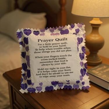 Imagem de HOMUS 1 mini colcha de oração com cruz interna - bolso quadrado e design das escrituras, presente de incentivo cristão para mulheres/pastor, perfeito para o Natal e apreciação do pastor