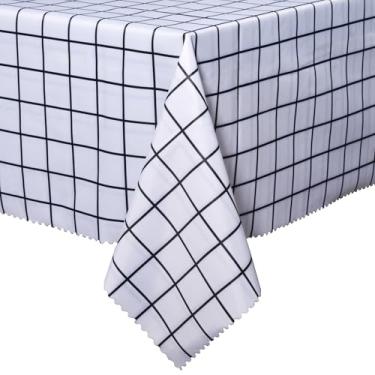 Imagem de HX&OD Toalha de mesa de PVC, toalha de mesa 100% impermeável, à prova de óleo, capas de mesa resistentes e limpáveis para jantar/acampamento/piquenique/ao ar livre (branca, 178 x 304,8 cm)