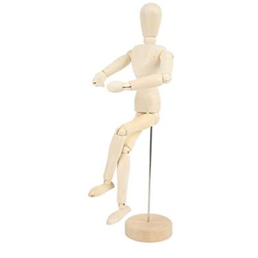 Imagem de Phefop Manequim de Madeira Articulado, Manequins de Artistas Figura de Modelo de Arte Compacta Elegante Com Base para Móveis Domésticos Adereços Fotográficos Brinquedos de Mesa Articulados de Madeira, Juntas Flexíveis de 12 Polegadas