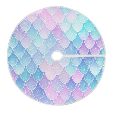 Imagem de ATTX Linda saia de árvore de Natal com escamas de sereia 129 cm, decoração festiva para festas de Natal e Ano Novo #140