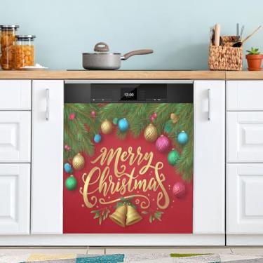 Imagem de ATTX Capa magnética para lava-louças Merry Christmas, 58,4 cm C x 66 cm A, decoração da capa da máquina de lavar louça, decalques para armário doméstico e eletrodomésticos adesivos #314