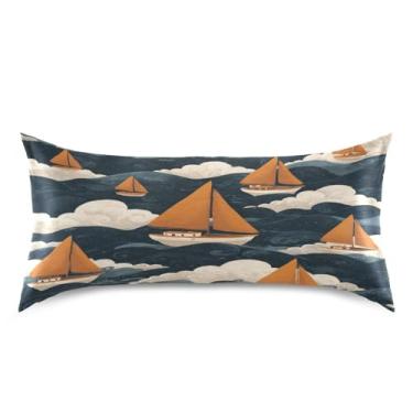 Imagem de Blueangle Fronha de cetim para pequenos veleiros para cabelo e pele, fronha de seda, tamanho king (50,8 x 101,6 cm) - Capas de almofada de cetim com fecho de envelope (457)