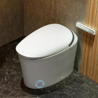 Imagem de CANEST Vaso sanitário inteligente com bidê embutido, vaso sanitário alongado com tanque, lavagem MaP de 1000 g, altura confortável ADA, fechamento automático, assento aquecido com controle automático