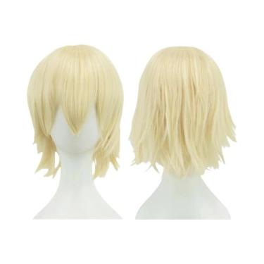 Imagem de Peruca Curta Unissex De 12 Polegadas Em Rosa, Loiro E Laranja Com Fran