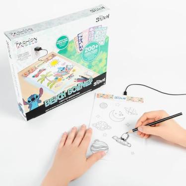 Imagem de Fashion Angels Disney Stitch Beach Scenes Light Up Sketchpad, Design Kit with Illuminated Tracing Pad, 5 Reusable Vinyl Clings & More, for Kids Ages 8+