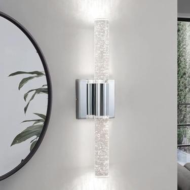 Imagem de Lâmpadas de Parede LED Lâmpada de Espelho Banheiro Arandela Moderna Nórdica Minimalista Acrílico Metal Iluminação de Parede para Sala de Estar Quarto Cabeceira Escada (Luz Branca Prateada, 40 cm)