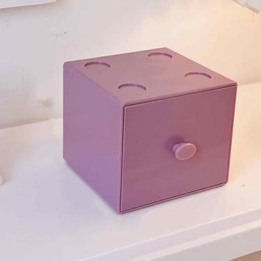 Imagem de Caixa de armazenamento de mesa de plástico empilhável com gaveta, organizador de mesa para material de escritório, clipes de papel, acessórios para casa e escritório