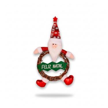 Imagem de Guirlanda 40cm Madeira Com Papai Noel Placa Feliz Natal Para Presente