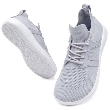 Imagem de CFVKPT Tênis de corrida masculino com bico largo, sem cadarço, Oxford, tamanho 36-44, B cinza, 8.5 Wide