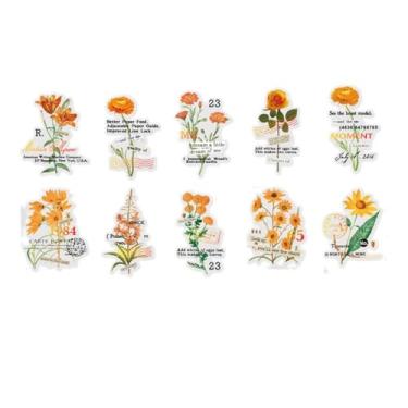 Imagem de 10 folhas de adesivos transparentes para álbuns, diário, artesanato DIY - decalques florais vintage para cadernos, agendas, capas de telefone