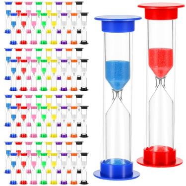 Imagem de 80 peças temporizador de areia de 1 minuto, temporizador de areia de plástico a granel, temporizadores de ampulheta de 1 minuto, 8,42 x 0,98 polegadas, dispositivo de cronometragem para ensinar jogos