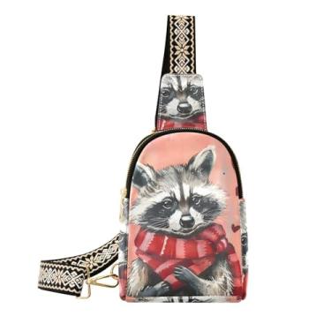 Imagem de CEBUGI Bolsa tiracolo feminina pequena com corações de guaxinim, pochete de couro, para caminhadas, viagens ao ar livre