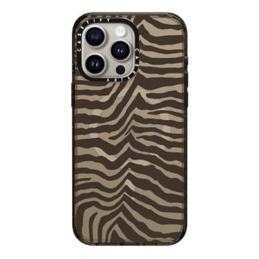 Imagem de CASETiFY Capa Impact para iPhone 15 Pro Max [proteção contra quedas de grau militar de 2,5 m 4X/compatível com Magsafe] - marrom zebra - preto transparente