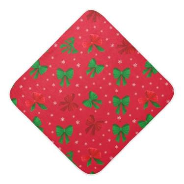 Imagem de Burbuja Toalha de banho de bebê Christmas Bows - Toalha com capuz de musselina macia e absorvente para recém-nascidos, 89 x 89 cm