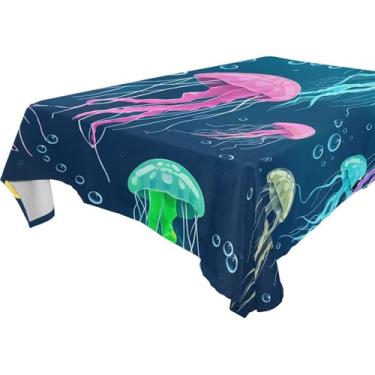 Imagem de Burbuja Toalha de mesa colorida de água-viva, toalha de mesa retangular, anti-rugas, grossa para decoração de jantar, cozinha, festa, 137 x 183 cm