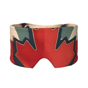 Imagem de Máscara retrô com estampa de bandeira do Canadá para dormir para olhos e orelhas, respirável, ajustável, blecaute, venda, confortável