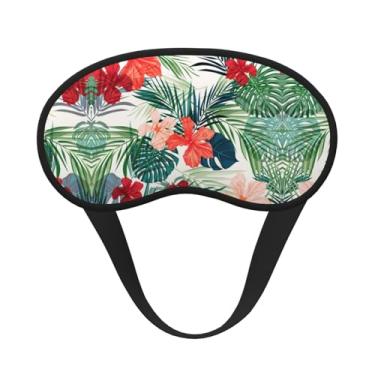 Imagem de Máscara de dormir blackout com estampa de folhas de vegetação com flores de hibisco máscara de olho macia para dormir meditação viagem ioga