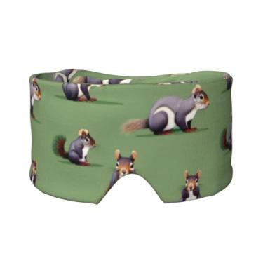 Imagem de Máscara protetora para olhos e orelhas com estampa de esquilo vermelho, respirável, ajustável, blecaute, confortável