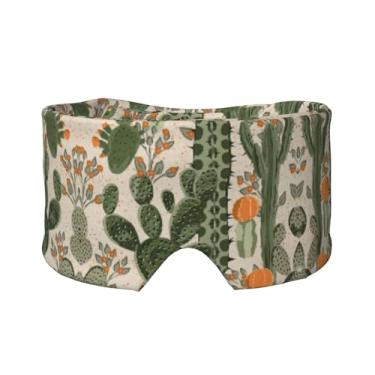 Imagem de Máscara protetora para olhos e orelhas com estampa de cacto verde, respirável, ajustável, blecaute, confortável
