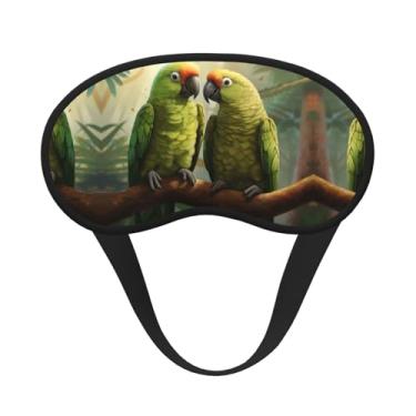 Imagem de Máscara de dormir blackout com estampa de papagaios para casais com estampa de azeitona, máscara para os olhos, macia, leve, para dormir, meditação, viagem, ioga