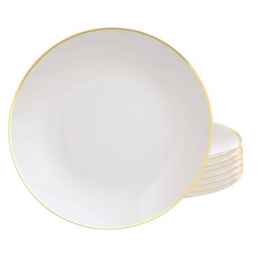 Imagem de Kit Jogo 6 Pratos Raso 28Cm Tramontina Anna Borda Dourada