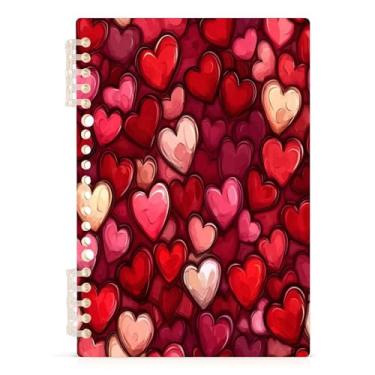 Imagem de Burbuja Caderno de corações, papel pautado universitário A5 com 60 folhas, fichário para escritório, 1 pacote