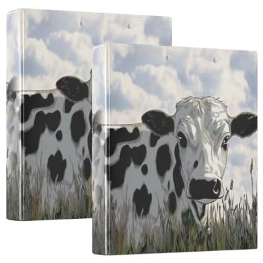 Imagem de Burbuja Fichário de 3 anéis de vaca leiteira de 3 cm para trabalho de escritório, fichário aberto D serve para papel tamanho carta com visão clara, 2 bolsos, pacote com 2