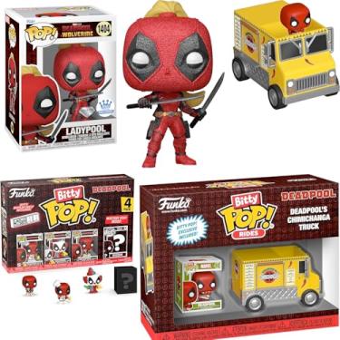 Imagem de Loot Pool Marvel Deadpool Wolverine Pop! vinil Ladypool com caminhão Marvel Chimichanga Bitty + Mini Scooter fundido