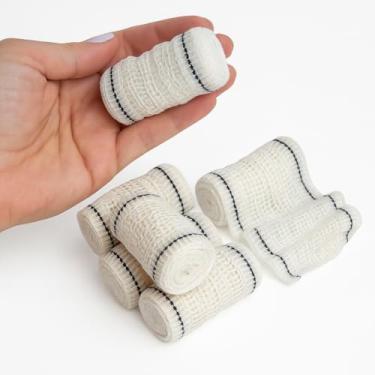 Imagem de Kit 12 Faixa Curativo Atadura Crepe 13 Fios 100% Algodão Qualidade Aprovada Anvisa (06cm x 1,80m)