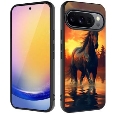 Imagem de Capa para Google Pixel 10/Pixel 10 Pro, capa ultrafina de silicone líquido antiderrapante elegante, adequada para Pixel 10/10 Pro de 6,3 polegadas, cavalo do pôr do sol